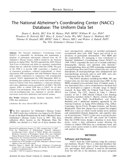 (NACC) Database: The Uniform Data Set