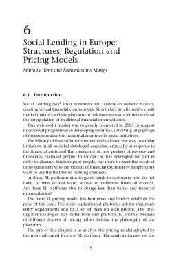 Social Lending in Europe: Structures, Regulation and Pricing Models