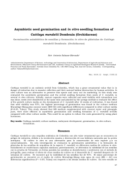 Asymbiotic seed germination and in vitro seedling formation of