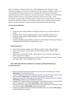 Subal C. Kumbhakar is Professor of Economics, SUNY at