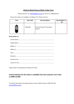 LifeScan Blood Glucose Meter Order Form
