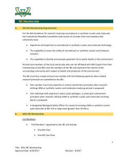 IBC Membership A. NIH IBC Membership Requirements Per the NIH
