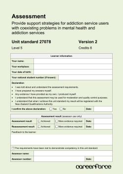 Portfolio checklist &ndash; Service user 1
