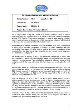 Policy on employing people with a Criminal Record