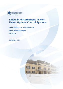 Singular Perturbations in Non- Linear Optimal Control