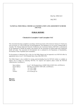 Appendix C: Environmental Fate and Ecotoxicological