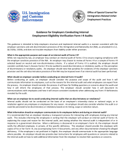 Guidance for Employers Conducting Internal Employment Eligibility