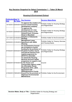 Snapshot of Key Decisions - Mansfield District Council