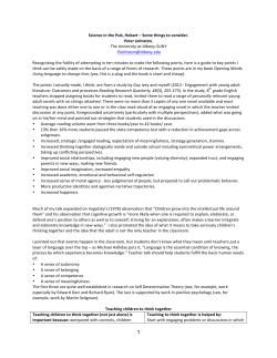 Some things to consider. Peter Johnston, T