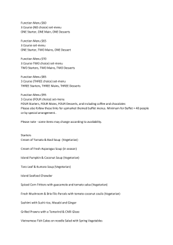 Function Menu $60 3 Course (NO choice) set-menu