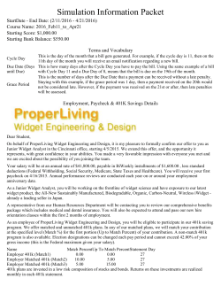 Simulation Information Packet