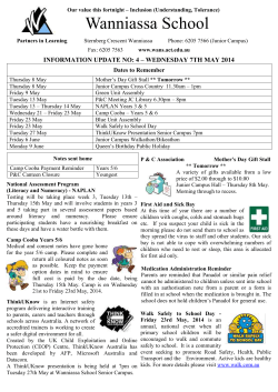 information update no: 4 &ndash; wednesday 7th may 2014