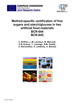 Method-specific certification of free sugars and starch/glucose in two