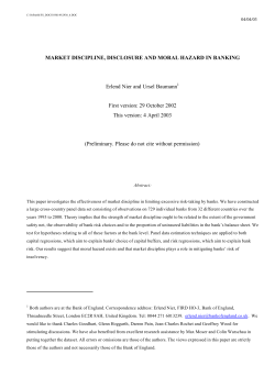 Market Discipline, Disclosure and Moral Hazard in Banking (Paper
