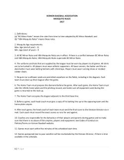 1 | Page VERNON BASEBALL ASSOCIATION MOSQUITO RULES