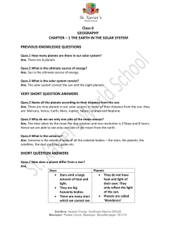 Class 6 GEOGRAPHY CHAPTER &ndash; 1 THE EARTH IN THE SOLAR