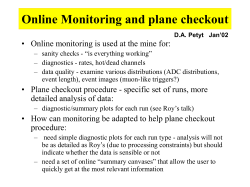 Online Monitoring and plane checkout