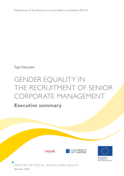 Gender equality in tHe recruitment of senior corporate manaGement