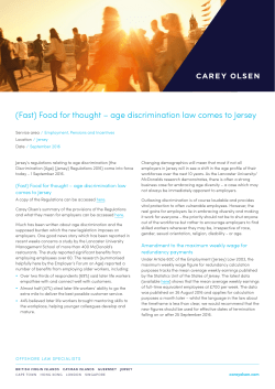 (Fast) Food for thought &ndash; age discrimination law comes to Jersey