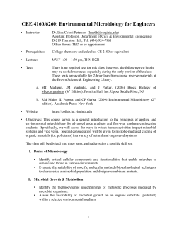 CEE 482/682: Environmental Microbiology for Engineers