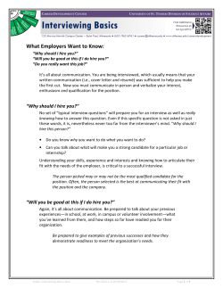 Interviewing Basics - University of St. Thomas