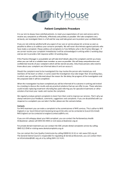 Problems , Significant Events and Patient Complaints