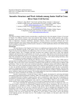 Incentive Structure and Work Attitude among Junior Staff in Cross
