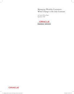 Managing Wealthy Customers: When Change is the only Constant