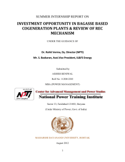 Investment Opportunity in bagasse based cogeneration plants
