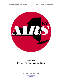 Enter Group Activities - AIDS Institute Reporting System