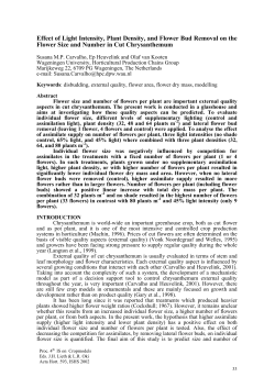 Effect of Light Intensity, Plant Density, and Flower Bud Removal on