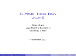ECON4510 &ndash; Finance Theory Lecture 11