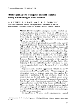 Physiological aspects of diapause and cold tolerance during