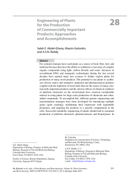 Engineering of Plants for the Production of Commercially Important