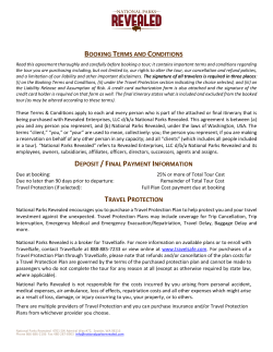 booking terms and conditions deposit / final payment information