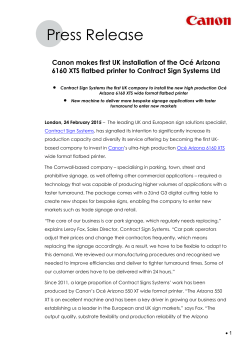 Canon makes first UK sale of Océ Arizona 6160 XTS flatbed printer