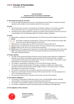 Faculty of Humanities University of Oslo Contract between University