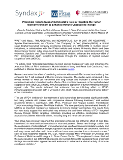 Preclinical Results Support Entinostat`s Role in Targeting