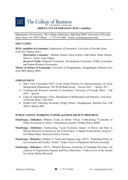 ABDOULAYE OUEDRAOGO, Ph.D. Candidate Department of