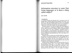 Information structure in some East Asian languages or Is there a