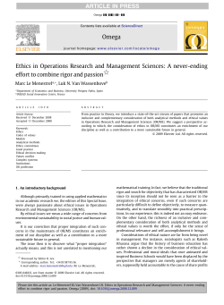 Ethics in Operations Research and Management Sciences A never