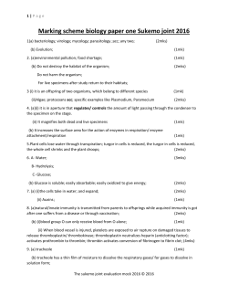 Marking scheme biology paper one Sukemo joint 2016