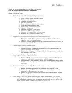 2012 Final Review Identify the independent and dependent