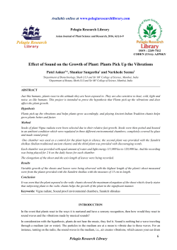 Effect of Sound on the Growth of Plant: Plants Pick Up the