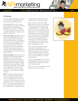Choices... One Source Newsletter - APi