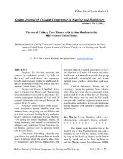 The use of Culture Care Theory with Syrian Muslims in the Mid