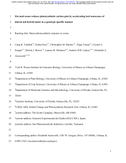 Elevated ozone reduces photosynthetic carbon gain by
