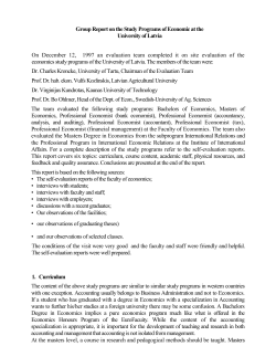 Group Report On The Study Programs Of Economic At The