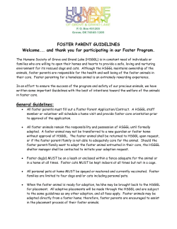 FOSTER PARENT GUIDELINES Welcome... and thank you for