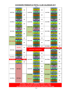 COCKBURN FREMANTLE PISTOL CLUB CALENDAR 2017